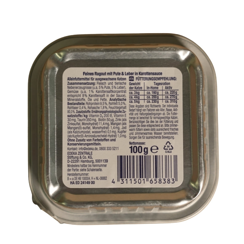 EDEKA Herzstücke Feines Ragout mit Pute & Leber in Karottensauce