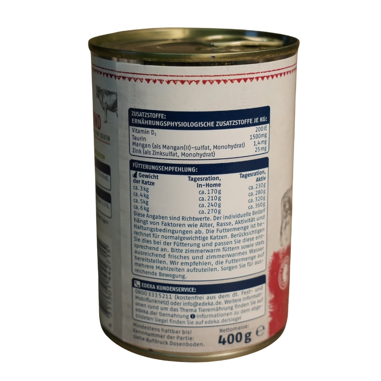 EDEKA Naturals Katzen Premium-Mahlzeit Rind mit natürlichen zutaten (Mono Protein)