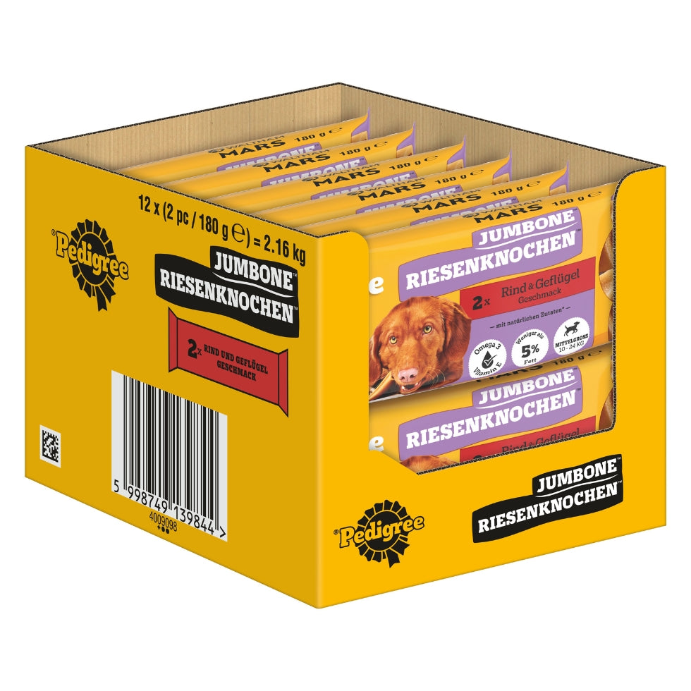 PEDIGREE® JUMBONE™ Riesenknochen Beutel Medium mit Rind und Geflügel Geschmack 2 Stück