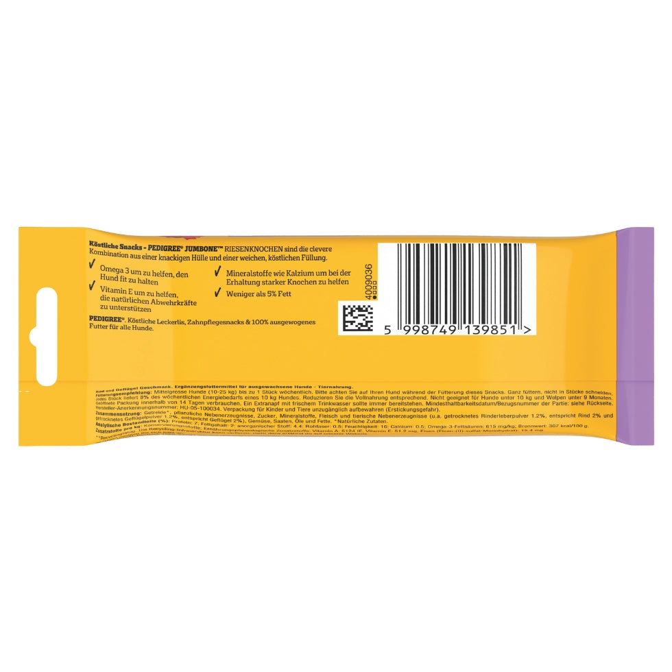 PEDIGREE® JUMBONE™ Riesenknochen Beutel Medium mit Rind und Geflügel Geschmack 2 Stück