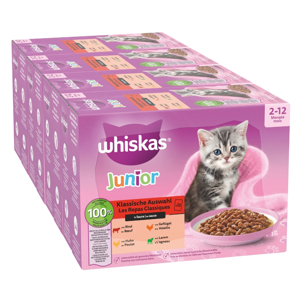 WHISKAS® Multipack Portionsbeutel Junior Klassische Auswahl in Sauce 12x85g