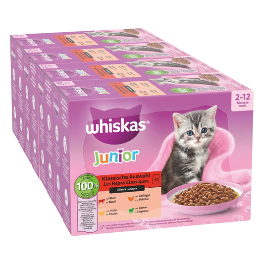 WHISKAS® Multipack Portionsbeutel Junior Klassische Auswahl in Sauce 12x85g